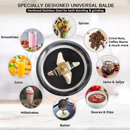 ACTIVA Easy Mix Nutri 2 Jar Mixer Grinder for Smoothies, Chutney & Shakes, Long Lasting Shock Proof Abs Body, Powerful 500 Watt Heavy Duty Motor With Nano Grinding Technology, 2 Years warranty-Black 