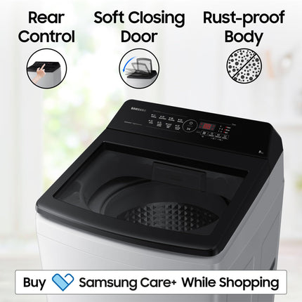 Samsung 8 kg, 5 star, Eco Bubble Tech, Digital Inverter Motor, Soft Closing Door, Fully-Automatic Top Load Washing Machine (WA80BG4441BGTL, Light Gray) 
