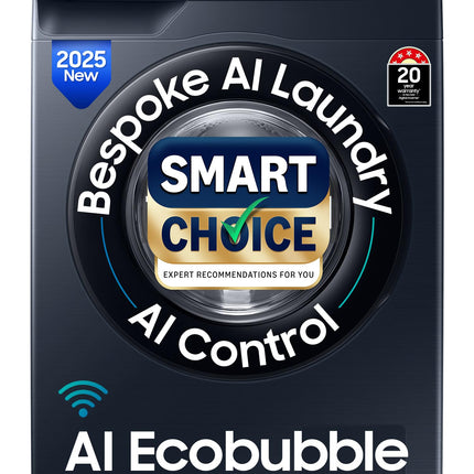 Samsung Smart Choice 9 kg, 5 Star, AI Control, AI Ecobubble, Super Speed, Wi-Fi, Hygiene Steam with Inbuilt Heater, Digital Inverter, Fully-Automatic Front Load Washing Machine (WW90DG6U24ASTL, NAVY) 