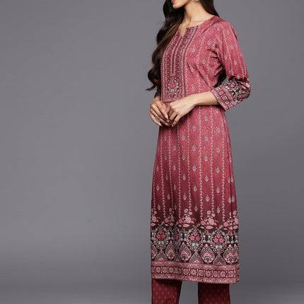 Libas Women's Poly Crepe Kurta Sets (34215_Maroon 
