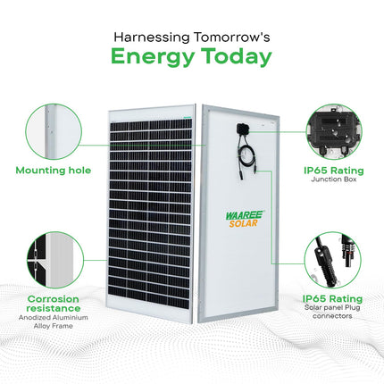 WAAREE II 150 Watt Solar Panel -12 Volt polycrystalline Cells || High Efficiency || Residential Homes ||Eco-Friendly || 25 Years Performance Warranty || Pack of 1 II Single Panel 