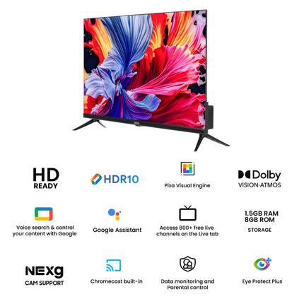 Onida 80 cm (32 inch) HD Ready Smart Google TV 32HAG1 (Black) 