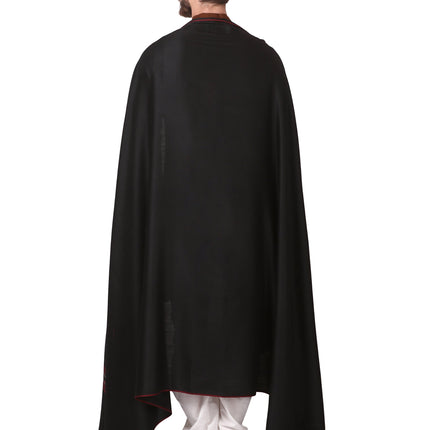 Pashtush Men's Fine Wool Kullu Lohi, Woven Shawls, Inspired by Himachal Handicrafts (Large, Black)