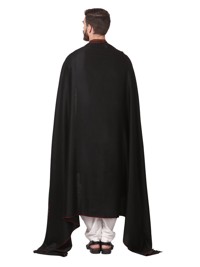 Pashtush Men's Fine Wool Kullu Lohi, Woven Shawls, Inspired by Himachal Handicrafts (Large, Black)