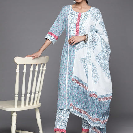 Libas Women's Cotton Kurta Sets (33204O_Blue 