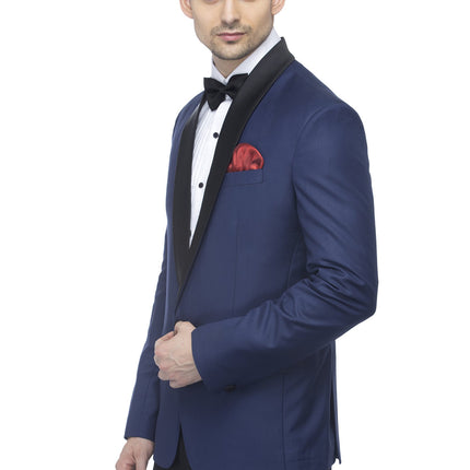 FAVOROSKI Designer Men's Slim Italian Fit Shawl Collar Tuxedo Suit Blazer (Navy Blue, 4XL) 