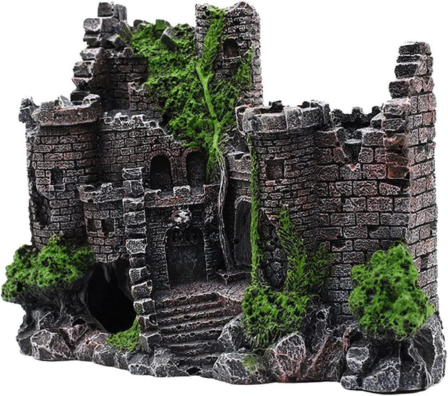Aquarium Decoration Resin Castle - Fish Tank Supplies Accessories, Eco-Friendly Fish Tank Aquarium Ornament for Natural Looking (L-7 W-2.3 H-5) 