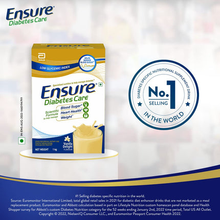 Ensure Diabetes Care- Nutrition to Help Control Blood Sugar Levels- 1 Kg (Vanilla Flavour) (Pack of 2) 