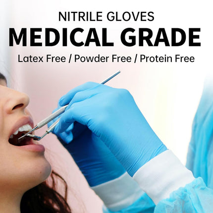 AM SAFE-X Nitrile Gloves Powder-Free, Blue (Medium) -100 Pieces 