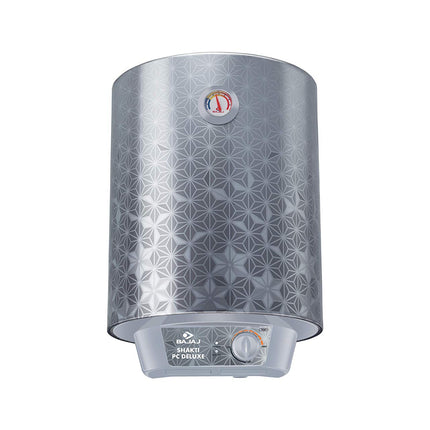Bajaj Shakti PC Deluxe Storage 15 Litre Vertical Water Heater | BEE 4 Star Rated Geyser for Bathroom & Kitchen | Swirl Flow Technology | Titanium Armour Technology | 2 Years Warranty 【Grey】 