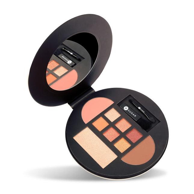 SUGAR Cosmetics Contour De Force Eyes And Face Palette | Pigmented, Long- lasting & Smudgeproof | Includes Blush, Bronzer, Highlighter and 6 Eyeshadow shades - 01 Warm Win | 20.3 gm 