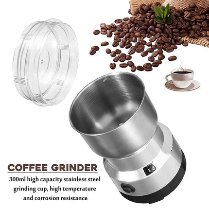 Stainless Steel Mini Electric Grinder – Compact Coffee, Spice, Masala, Nut & Grain Crusher, Portable Mixer Machine for Home Kitchen Use 