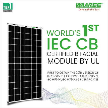 II WAAREE II Bifacial 550 Watt Pack of 4 II High Efficiency II Dual Glass Bifacial Mono PERC Solar Panel II 144 Half-Cut VOC 49.16 Premium Energy Generation, (Pack of 4) (Bifacial 550 Watt, 2.2kW) 
