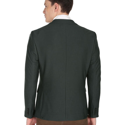 Arrow Men Dark Green Single Breasted Solid Formal Blazer 