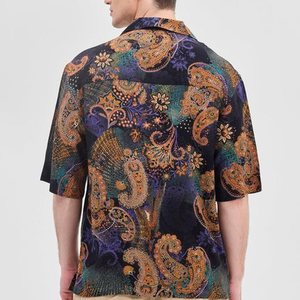 SNITCH Black Printed Box Fit Half Sleeve Oversized Shirts 