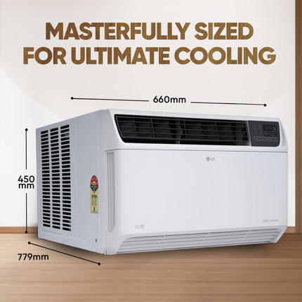LG 1.5 Ton 3 Star DUAL Inverter Window AC (Copper, Convertible 4-in-1 cooling, 4 Way Air Swing, HD Filter, 2025 Model, UW-Q18WUXA, White) 