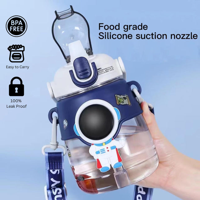 HomeEssentials Water Bottle for Kids - 1200ml | Sipper Bottle for Kids | Leak-Proof, Bpa-Free | School Bottle | Picnic Bottle | Easy to Carry | Space Astronaut | water bottle for Girls & Boys, Blue 