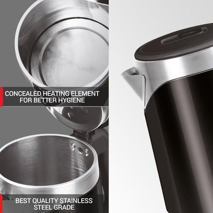Milton Euroline Vienna Electric 1.8 Stainless Steel Electric Kettle, 1 Piece, 1.8 Litre, Black, Power Indicator, 1500 Watts, Double Walled, Auto Cut-off 