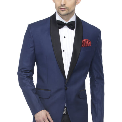 FAVOROSKI Designer Men's Slim Italian Fit Shawl Collar Tuxedo Suit Blazer (Navy Blue, 4XL) 