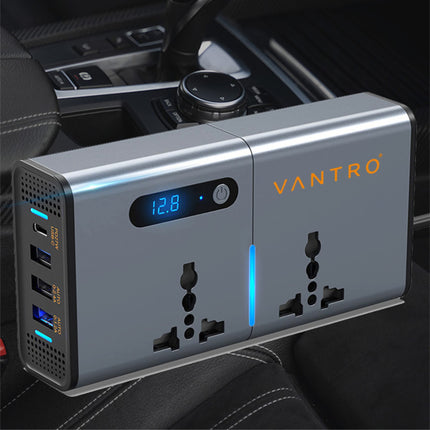 VANTRO Power Inverter/Laptop Charger with 3 USB (6.2A Max) & 1 C Type(1*27WPD) Smart USB Ports, Patented Technology 12-24V DC to 220V AC- Bonus Cigarette Lighter Port - Ideal for Car, Bus, and Truck Use Model:: P2 Pro 