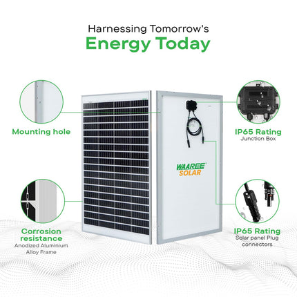 WAAREE II 120 Watt Solar Panel II Mono PERC Solar Panels II Modules II Use for Mobile Charging, Off Grid and on Grid System (120 Watt Pack of 2, 240 Watt) 