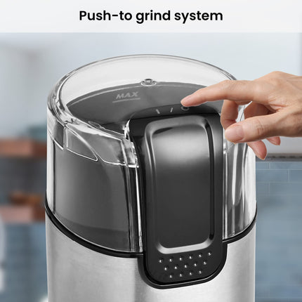 AGARO Grand Electric Coffee Grinder, Stainless Steel Blades, Grinds up to 60 Grams Dry Coffee Beans, Portable, Silver 