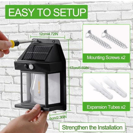 FIND STUFF Solar Wall Lights Outdoor,Wireless Dusk to Dawn Porch Lights Fixture,Solar Wall Lantern with 3 Modes & Motion Sensor Waterproof Exterior Lighting with Clear Panel for Entryway Outdoor 