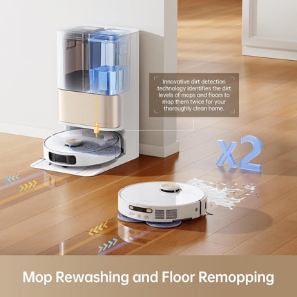 DREAME L10S Pro Ultra Robotic Vacuum Cleaner, Heat Robot with Mop, Mop Extend, 7000Pa Suction, Auto Care and Maintenance, 58 Hot Water Self-Cleaning, Obstacle Avoidance, White, 220 Minutes 