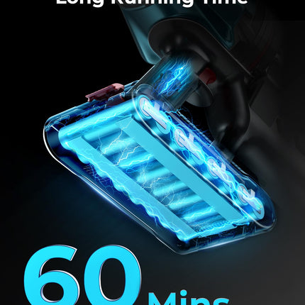 Laresar Ultra 7 Cordless Vacuum Cleaner 550W/45Kpa Stick Vacuum Cleaner with Touch Screen, Up to 60 Mins Runtime, Lightweight Handheld Vacuums for Hardwood Floor Carpet Car Pet Hair, Black 
