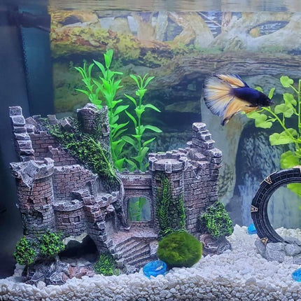 Aquarium Decoration Resin Castle - Fish Tank Supplies Accessories, Eco-Friendly Fish Tank Aquarium Ornament for Natural Looking (L-7 W-2.3 H-5) 