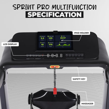 91-Durafit Sprint Pro Multifunction 5 HP Peak BLDC Motorized | 25 Level Auto Incline |16 Km/Hr Max Speed | 140 Kg User Weight | Free (DIY) Installation Assistance 