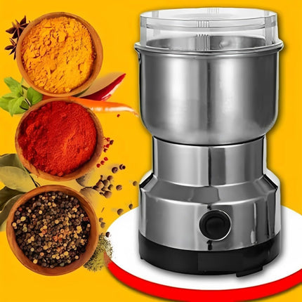 Stainless Steel Mini Electric Grinder – Compact Coffee, Spice, Masala, Nut & Grain Crusher, Portable Mixer Machine for Home Kitchen Use 