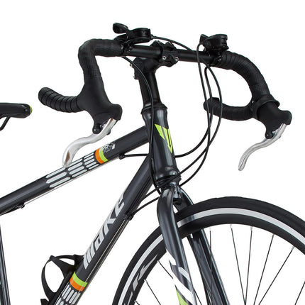 Make 700C Road Bike | 14-Speed Shimano Gear System | Dual Disc Brakes | Lightweight Alloy Rims | Durable 18-Inch Steel Frame | Unisex Bicycle for Sports & Fitness | Easy Assembly, Sleek Black Design 