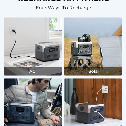 EF ECOFLOW Portable Power Station RIVER 2 Max, 512Wh LiFePO4 Battery, 10 Year Life, 0% - 100% Charge in 60 mins, Power 11 Appliances at once, 230V - 50Hz India Voltage, For Outdoor Use & Home Backup 