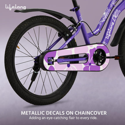Lifelong 20T Cycle for Kids 5 to 8 Years-Rigid Bicycle for Girls-Single Speed Bike/Bicycle-95% Pre-Assembled-Balance Wheels-Suitable for Young Girls-Above 3 Feet 10Inch+ Height (llbc2005), Purple 