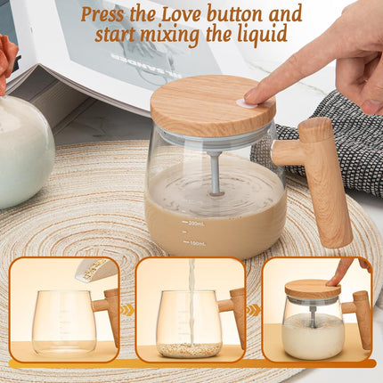 HomeEssentials Self Stirring Coffee Mug-Electric High Speed Mixing Cup, 400Ml Self Stirring Coffee Mug With Lid, High Borosilicate Glass Mug Home Office For Coffee, Milk, Protein 
