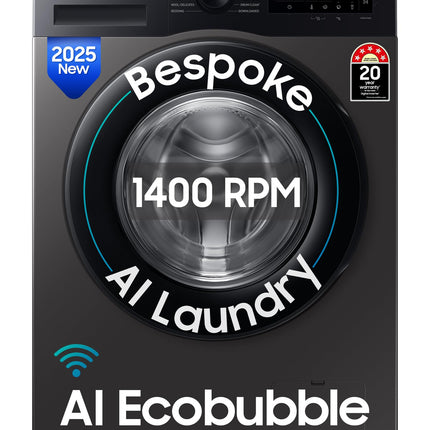 Samsung 12 kg, 5star, AI Control, Super Speed, Wi-Fi, Hygiene Steam with Inbuilt Heater, Digital Inverter, Fully-Automatic Front Load Washing Machine (WW12DG6B24ASTL, Navy) 