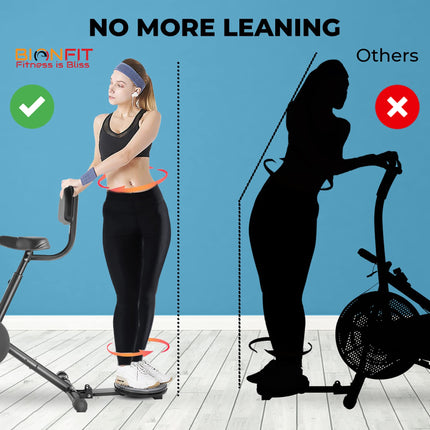BIONFIT Moving Handle Exercise Gym Cycle | 2 Year Warranty, Air Bike with Attached Resistance Band, Abs Twister, Back Support, upright cycle for Home Fitness | Free Virtual Online Installation Support 