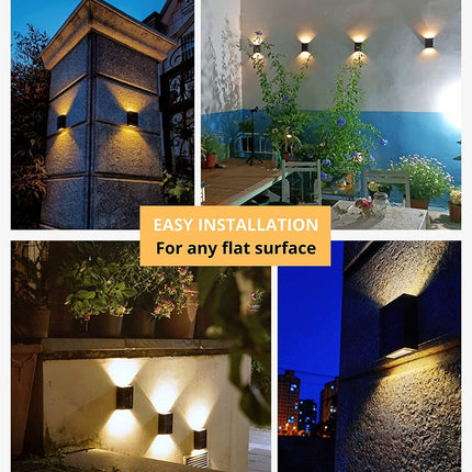 HAMITOR Solar Wall Lights Small Fence Lights Solar Powered Up Down LED Porch Light Luces Solares para Exteriores Garden Lights Outdoor Solar Landscape Lights Water (Pack of 1) 