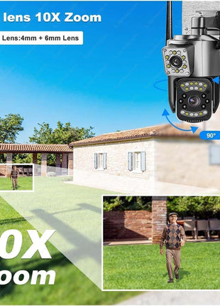 TP Plus 6MP WiFi Dual Lens Outdoor PTZ CCTV Camera 360 Degree View Night Vision