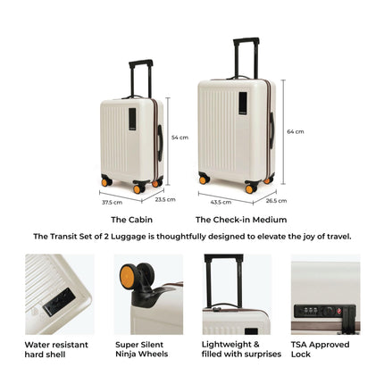 MOKOBARA The Transit Luggage Poly-Carbonate Hard Sided 8 Silent Ninja Wheels (Still Loading Brownray (Limited Edition), Set of 2) 