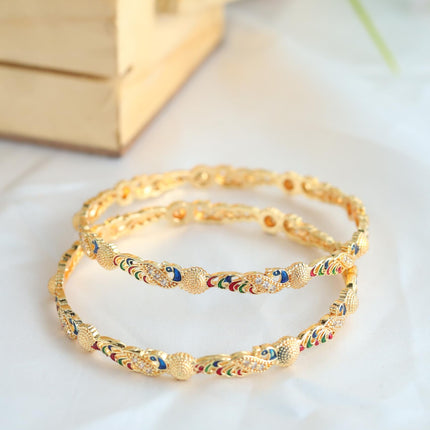 Zeraki Jewels Women's Traditional Gold Plated Parshvi Bangle (Set of 2) 
