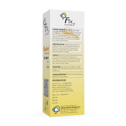 Fixderma Shadow Sunscreen SPF 50+ PA+++ Gel Broad Spectrum Sunscreen For UVA & UVB Protection | Women & Men (40 g (Pack of 1), 50, Sun Protection Factor (SPF) 
