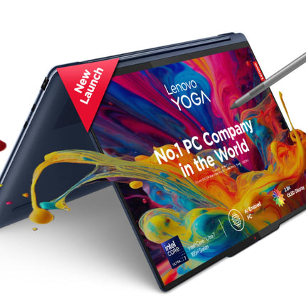 Lenovo Yoga 9 Intel Evo Core Ultra 7 155H Built-in AI 14"(35.5cm) 2.8K OLED 400Nits 2-in-1 Laptop (32GB/1TB SSD/Win 11/Office 21/Digital Pen/5.0MP+IR Camera/3 Mon. Game Pass/Blue/1.5Kg), 83AC001LIN 