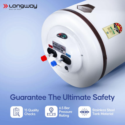 Longway Hotplus 10 Ltr 5 Star Rated Automatic Instant Water Heater for Home, Water Geyser, Water Heater, Electric Geyser with Multiple Safety System & Anti-Rust Coating | (Off-White, 10 Ltr) 