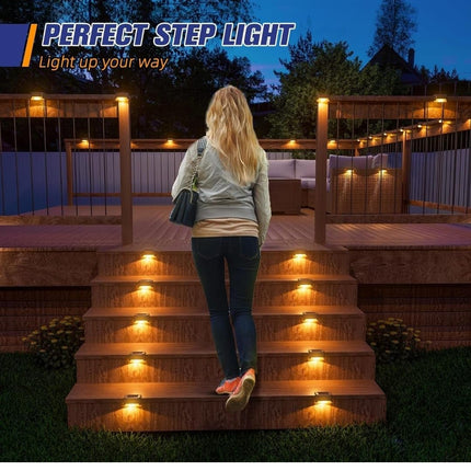 IDELLA Solar Deck Lights Outdoor, Solar Step LED Waterproof Lighting for Outdoor Deck, Patio, Driveway (Warm White) (4) 