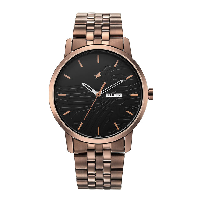 Fastrack Urban Camo Black Dial Analog Mens Stainless Steel Watch for Guys-NS3295QM01 