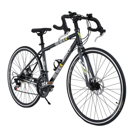 Make 700C Road Bike | 14-Speed Shimano Gear System | Dual Disc Brakes | Lightweight Alloy Rims | Durable 18-Inch Steel Frame | Unisex Bicycle for Sports & Fitness | Easy Assembly, Sleek Black Design 
