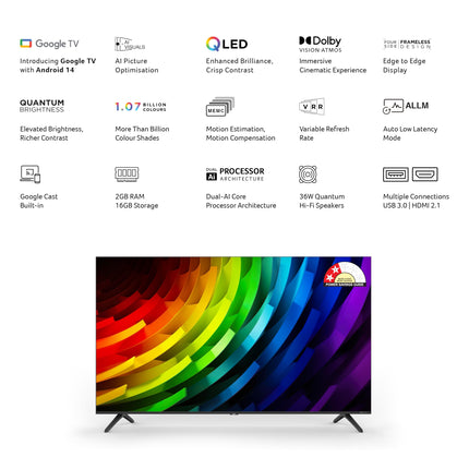 acer 126 cm (50 inches) V PRO Series 4K Ultra HD Smart QLED Google TV AR50QDQGR2851AD 