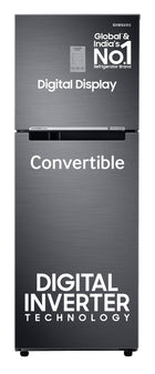 Samsung 236 L, 3 Star, Convertible, Digital Inverter with Display Frost Free Double Door Refrigerator (RT28C3733B1/HL, Black Matt) 
